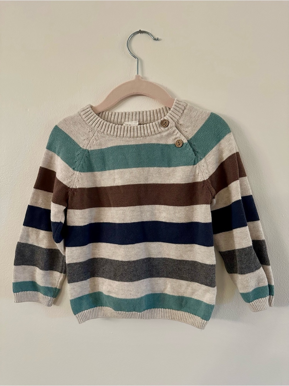 H&M Kids Striped Sweater in Cream, Teal, Navy, Brown, and Gray